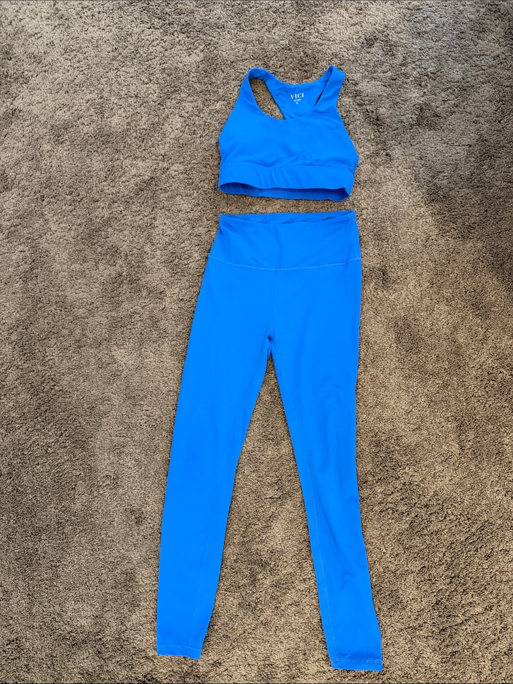 VICI Bright Blue High-Waist Leggings with Matching Sports Bra